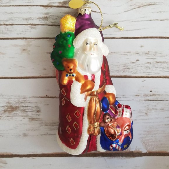 SCF Santa Claus Ornament Large Blown Glass - Picture 1 of 6